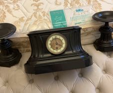 Antique clock and candle holders