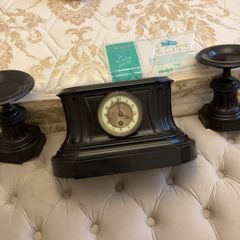 Antique clock and candle holders