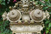 Antique Ornate Brass Double Inkwell Desk Stand