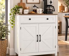 Farmhouse Sideboard Cabinet with Drawer & 2 Barn Doors