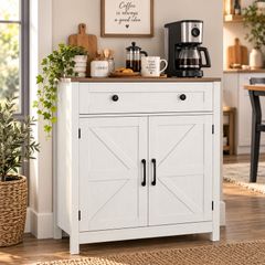 Farmhouse Sideboard Cabinet with Drawer & 2 Barn Doors