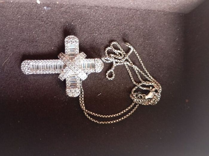 sterling Silver cz cross on sterling silver chain