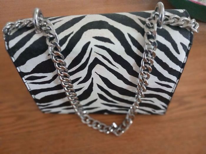 Zebra Print Shoulder Bag with Adjustable Chain Strap