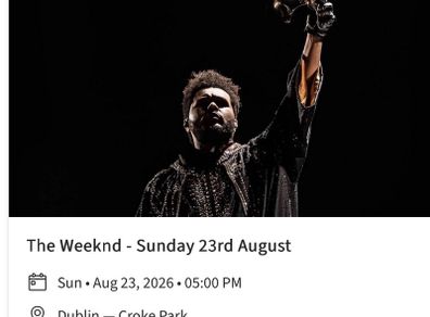 2 Premium tics for The Weekend at Croke Park