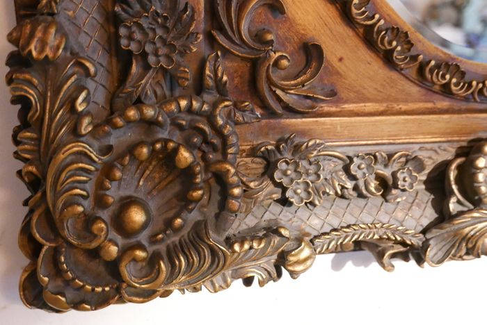 Vintage Ornate Gold Framed Mirror , Big ,Heavy and Thick 45" x 35" (Thickness 4")