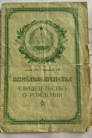 Soviet Union Birth Certificate