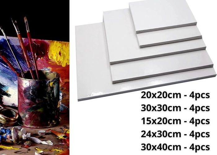 20pcs Canvas Panels (15x20-4pk, 24x30-4pk, 30x40-4pk, 20x20-4pk, 30x30-4pk) 3mm Blank Artist Canvas Board / 280GSM/ 100% Cotton/Triple Primed/Acid Free/Medium Grain- Acrylic And Oil Painting (FREE POSTAGE)