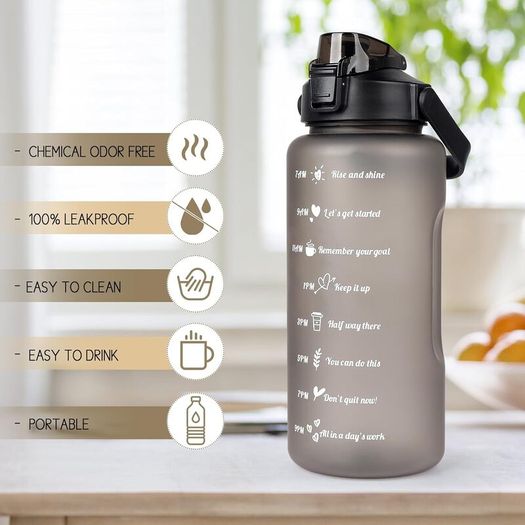 Sports Water Bottles 2L BPA Free, Motivational Drinking Water Bottle with Straw, Gym Water Bottle with Time Marking, Portable Leak Proof Cantee Bottle 2 Liter Water Jug for Women Men