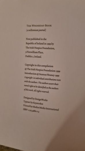The Whoseday Book Introduction Seamus Heaney'. Fabolous Large Volume Coffee Table Book.
