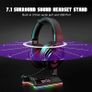 W1 RGB Headphones Stand Gaming Headset Stand with 7.1 Surround Sound, Desktop Headphone Holder with 3.5mm Aux and 2 USB Ports, Aluminum PC Gamer Headset Accessories Image 2