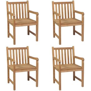 Outdoor Chairs 4 pcs Solid Teak Wood