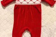 Next Red Velour Baby Sleepsuit