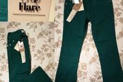 Crop Flare Green Jeans, New With Tags