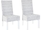 Dining Chairs 2 pcs Grey Kubu Rattan and Mango Wood