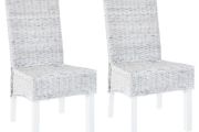 Dining Chairs 2 pcs Grey Kubu Rattan and Mango Wood
