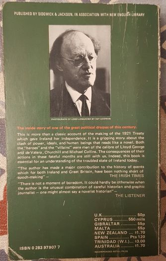 Peace By Ordeal: The Negotation Of The Anglo-Irish Treaty 1921 By Lord Longford (Frank Pakenham)