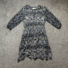 Peter Pilotto Silk Midi Dress Sz 10UK 6US M Printed Elastic Waist Ruffle Classic