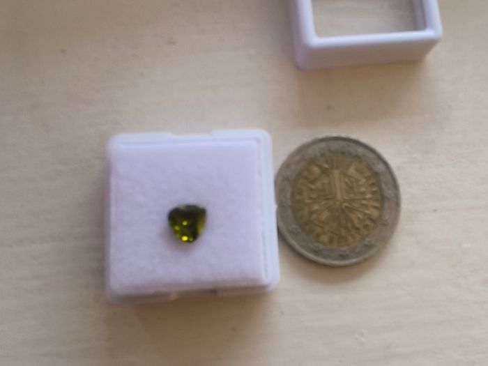 Loose lab created gem stone deep green Tourmaline triangle cut