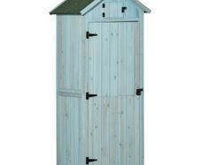 Garden Shed Vertical Utility 3 Shelves Shed Wood Outdoor Garden Tool Storage Unit Storage Cabinet, 77 x 54.2 x 179cm - Blue