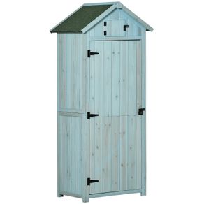 Garden Shed Vertical Utility 3 Shelves Shed Wood Outdoor Garden Tool Storage Unit Storage Cabinet, 77 x 54.2 x 179cm - Blue