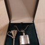 Beautiful Vintage Sterling Silver Perfume Bottle Pendant, Chain and Funnel Image 3