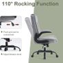 Ergonomic Office Chair Computer Chair Executive Office Chair with Flip Up Armrest High Back Rocking Function Height Adjustable Comfortable Desk Chair for Home Office Fabric Grey Image 5