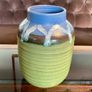 Priory Irish Studio Pottery Green Glazed  Drip Glaze Ripple Effect Vase 1970 Image 3