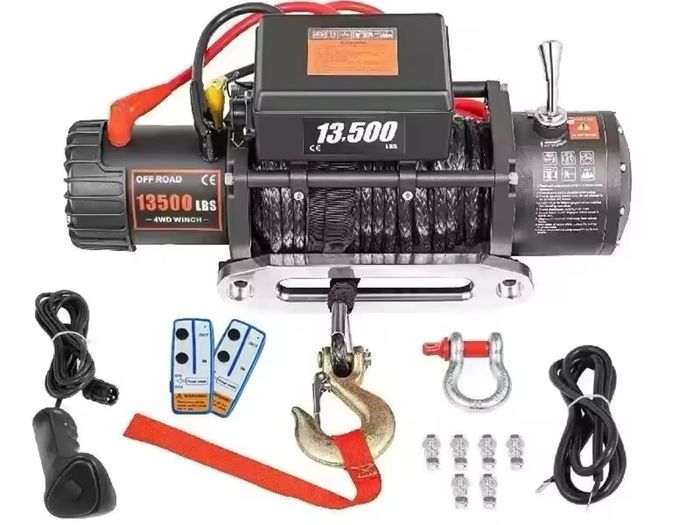 Electric Winch 13500 LBS/ 6123KG 12V 27M/92FT Synthetic Tow Rope Lifting troliu Hoist for 4X4 Car Trailer ATV Truck Boat