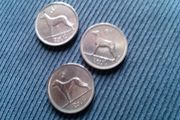 Irish Sixpence Coins.