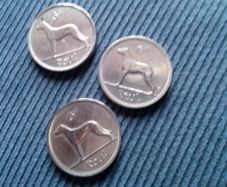 Irish Sixpence Coins.