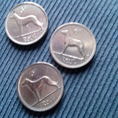Irish Sixpence Coins.