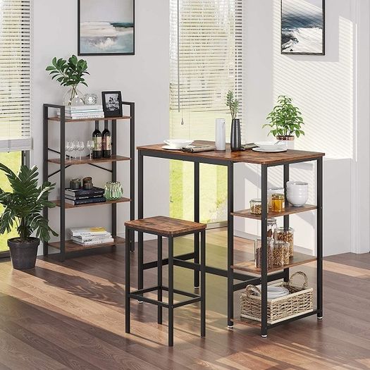 New Dining Table Bar Kitchen + 3 Shelves - FREE P&P