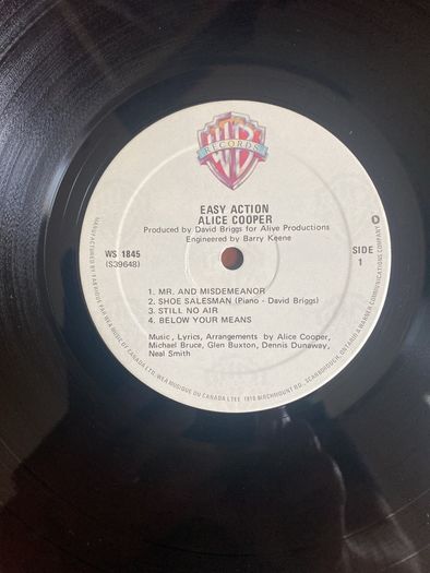 Alice Cooper "Easy Action" vinyl