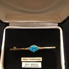 9ct Gold Turquoises Bar Brooch