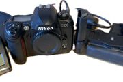 Nikon D100 with Nikon MB-D100. Nikon MH-18a quick charger, Nikon ENEL3 battery, Meike flash,  vgc