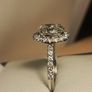 14ct White Gold Oval Brilliant Cut Lab Diamond Ring with a Halo of Diamonds Image 7