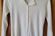 Pasin White Ribbed Long Sleeve Top / Shirt