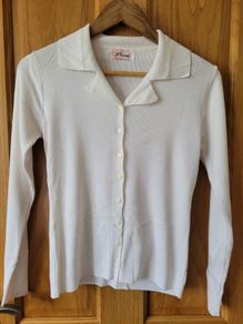 Pasin White Ribbed Long Sleeve Top / Shirt