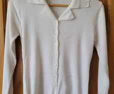 Pasin White Ribbed Long Sleeve Top / Shirt