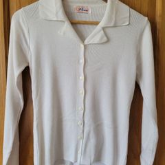 Pasin White Ribbed Long Sleeve Top / Shirt