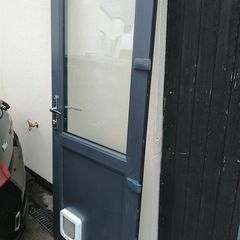 pvc door with electronic cat flap.