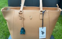 Brand new U.S. Polo Assn. Jones camel tote bag with tags.