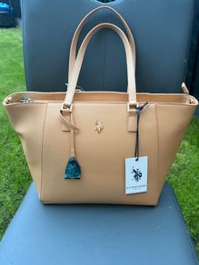 Brand new U.S. Polo Assn. Jones camel tote bag with tags.