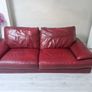 red leather 3 seater sofa Image 6