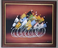 The cyclists, beautiful painting
