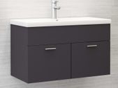 Sink Cabinet with Built-in Basin Grey Chipboard