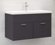 Sink Cabinet with Built-in Basin Grey Chipboard