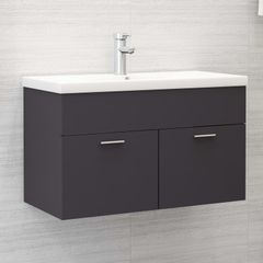 Sink Cabinet with Built-in Basin Grey Chipboard