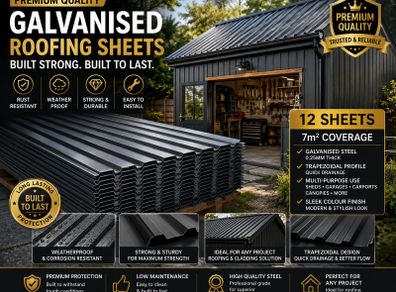 12 x corrugated galvanised metal sheets