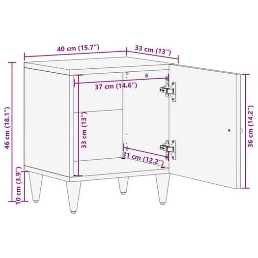 Bedside Cabinets 2 pcs 40x33x46 cm Solid Wood Mango